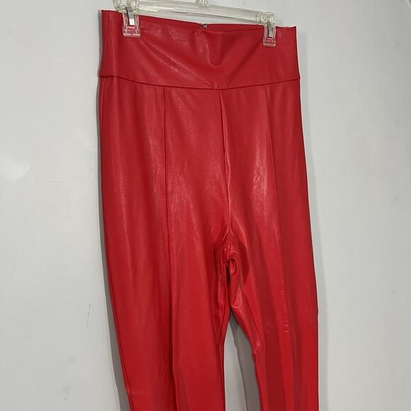 Amanda Uprichard Red Faux Leather Leggings High Waisted Pants Baddie Party Sexy - Picture 10 of 15